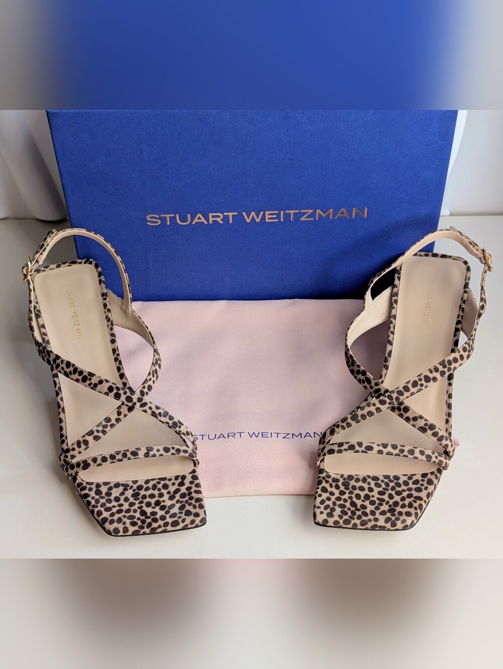 NWT Stuart Weitzman Oasis 50 Mini Cheetah Suede Slingback Sandals 8/38.5 $495